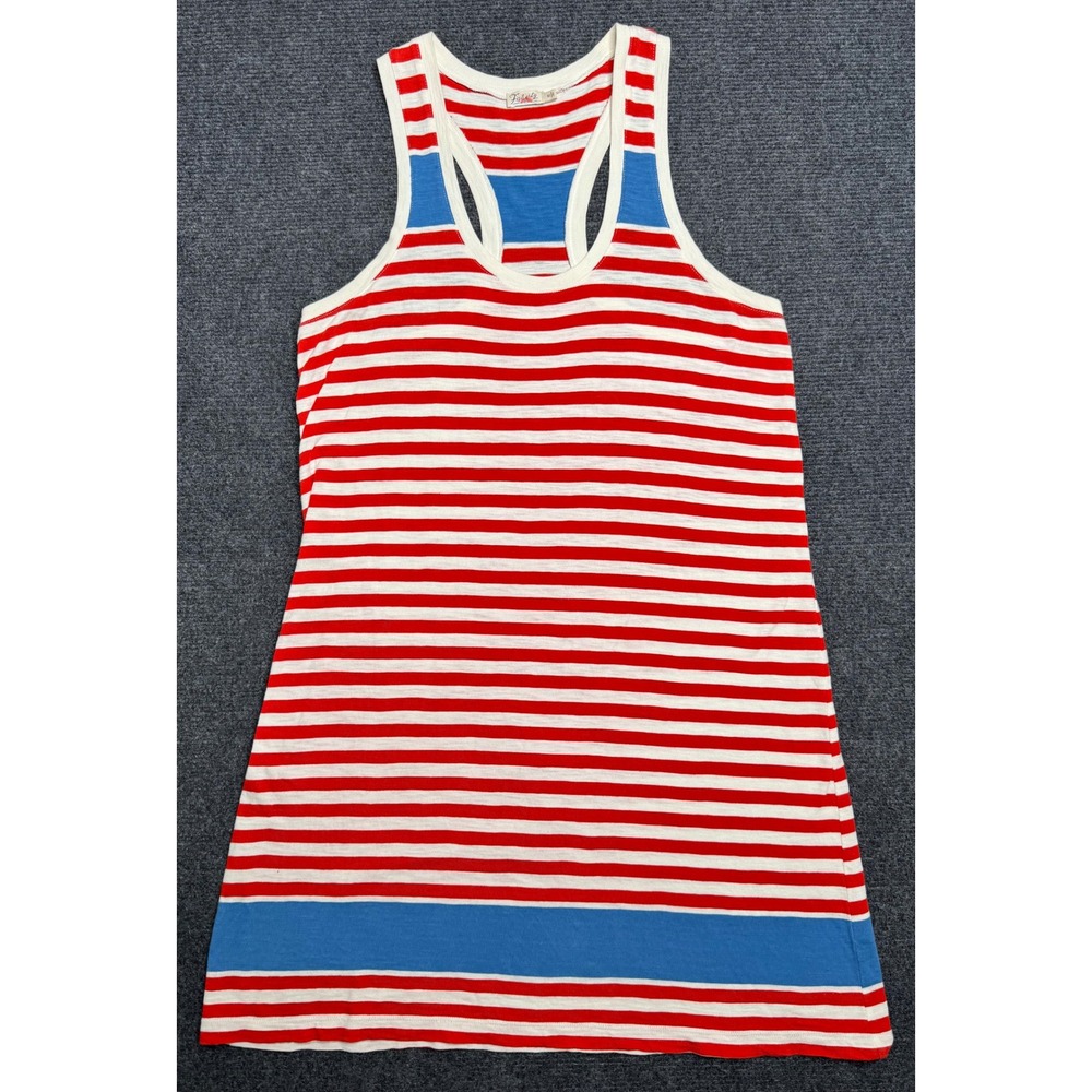 Faherty Red White Blue Striped Racerback Cotton Tank Dress Womens M Summer Beach